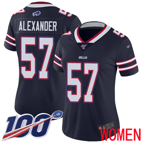 Women Buffalo Bills 57 Lorenzo Alexander Limited Navy Blue Inverted Legend 100th Season NFL Jersey